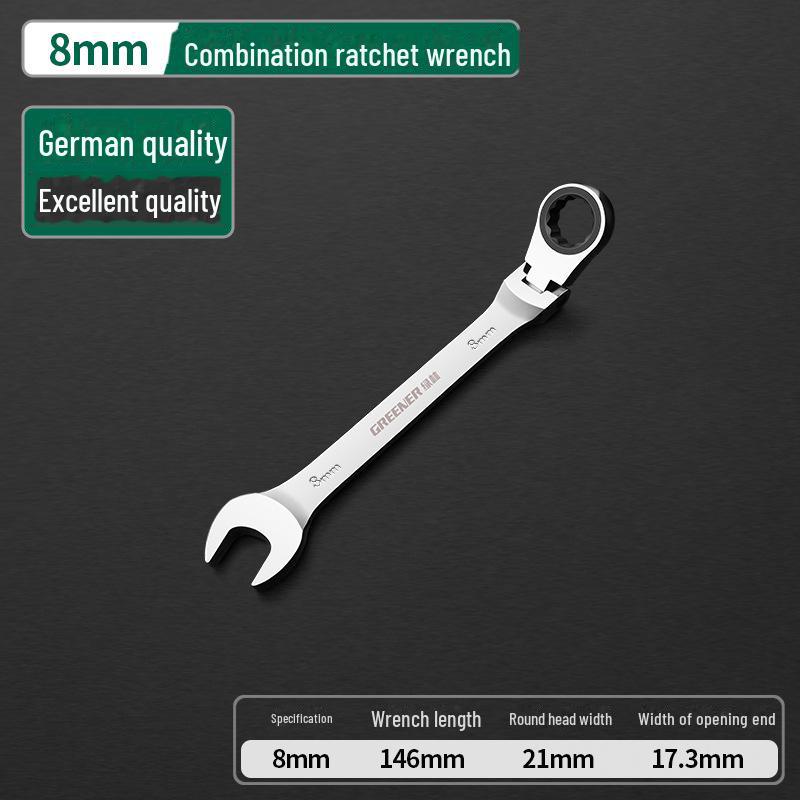 Green Forest Dual-Purpose Ratchet Wrench with Mirror Finish
