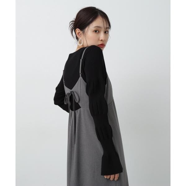 N Natural Beauty Wave Sleeve Knit Black Basic Women's Sweater,