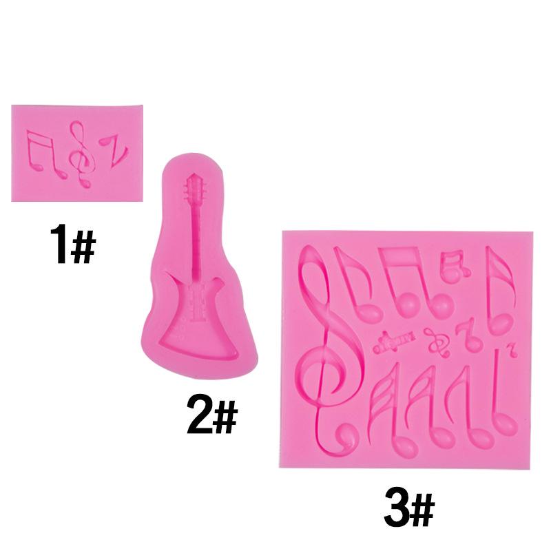Music Theme Guitar & Notes Fondant Silicone Mold for Cake and Chocolate Decoration