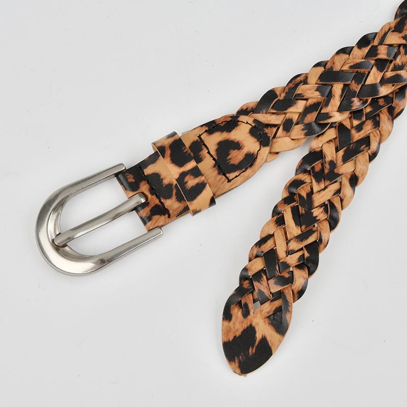 European and American Girls' Dress Decorative Belts, Personalized Leopard Print Trendy Niche, No Punch-punch Braided Belts for Women