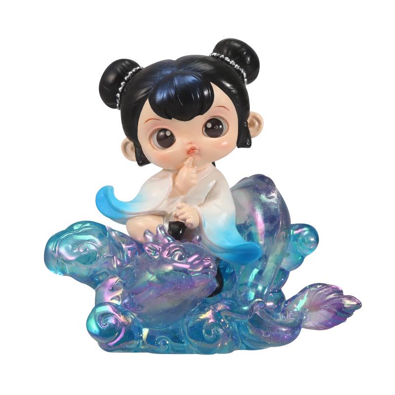 Kreative Verzierung im antiken Stil: Berg- und Meeresdesign Schreibtischdekoration - Niedliches Mädchengeschenk Blind Box