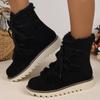 Fashion Women Flats Ankle Boots Suede Fur Shoes Fashion 2025 New Winter Snow Boots Short Plush Woman Sneakers Casual Lace Up Botas Mujer