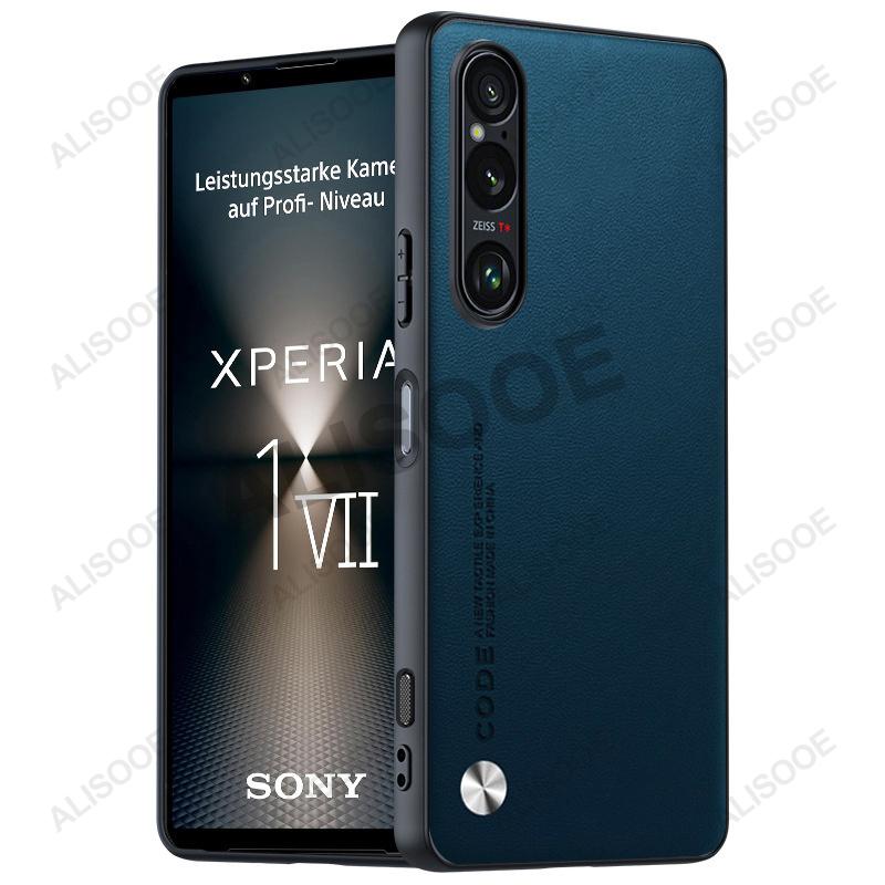 Für Sony Xperia 1 VII Hülle Luxus Fasertextur PU-Leder Schutz Kunststoff Hartschale für Sony Xperia1 VII Capa Fundas