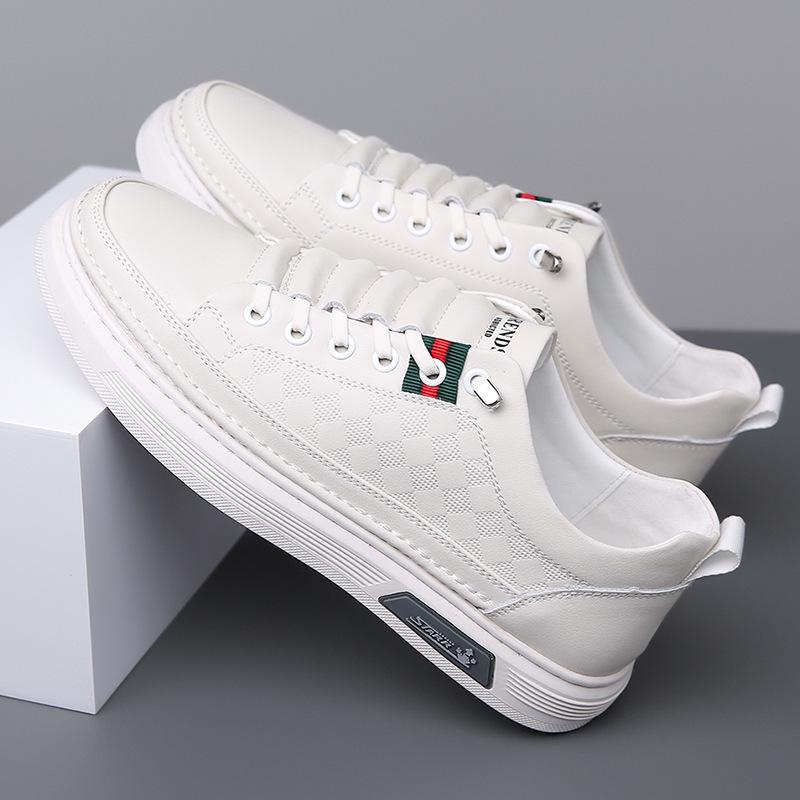 Men's Trendy Spring Genuine Leather Breathable Non-Slip Casual Slip-On Sneakers with Soft Sole