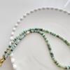 Baroque Freshwater Pearl & Zircon Clavicle Necklace with Green Shell & Turquoise Design