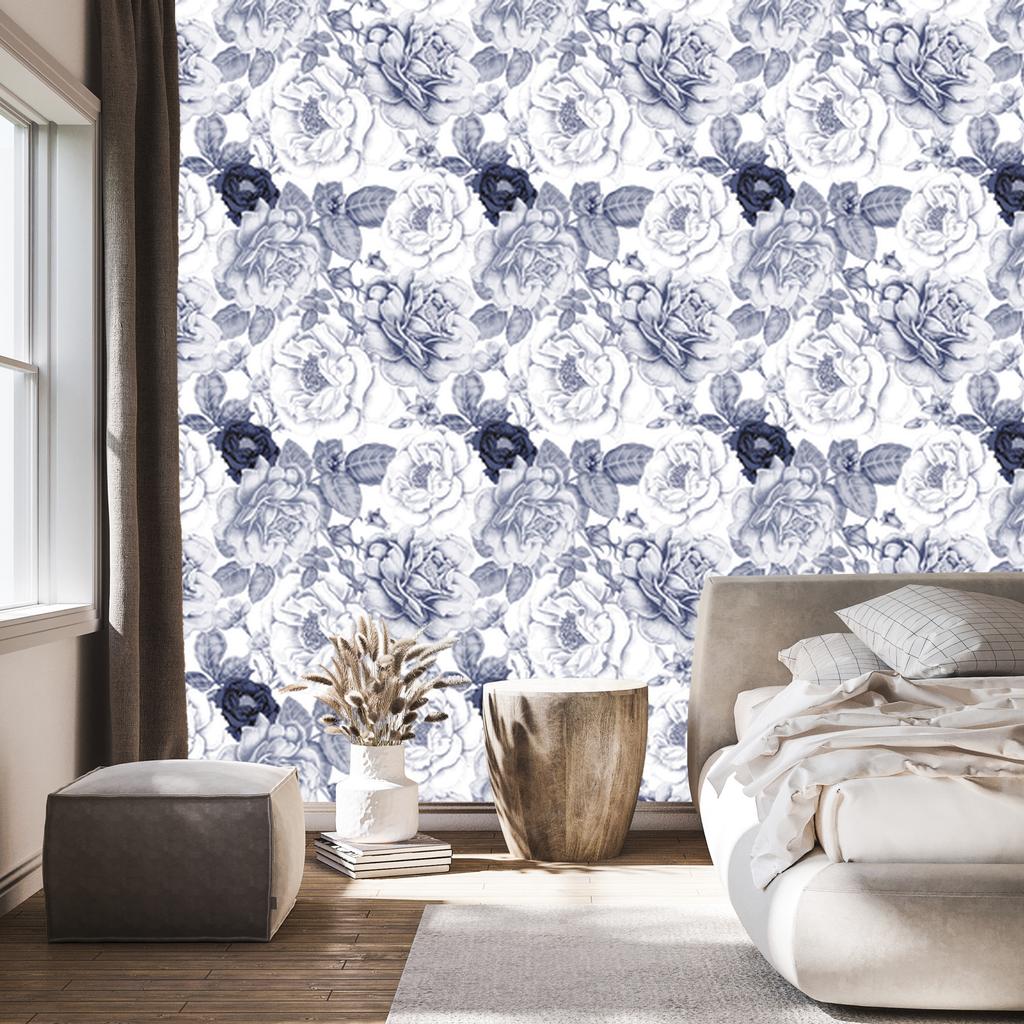 Roses Peonies Wallpaper for Living Room and Bedroom 50x1000
