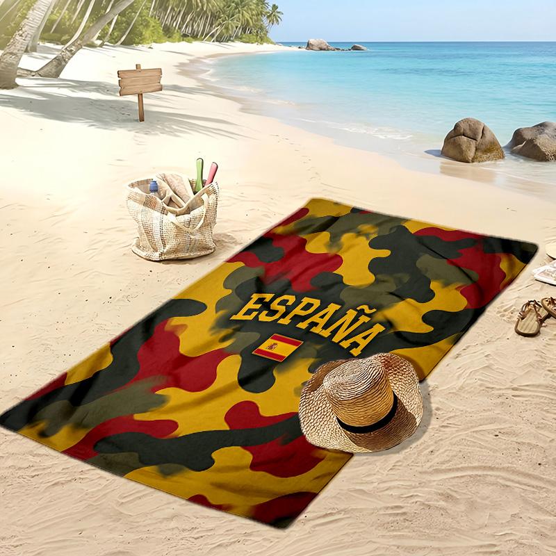 Spain Football Print Beach Towel Quick Dry Super Absorbent Soft Bath Towel for Swimming Beach Travel Fan Souvenir Gift