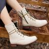 Plus Big Size 34-48 Combat Boots Side Zipper Women Boots Casual Cross Strap Short Boots Cowboy Boots Ankle Boots for Women