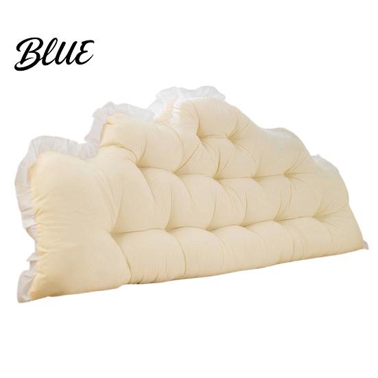 Comfortable Bed Wedge Pillow Headboard Cushion with Ruffle Trim Dorm Pillow Crown Shape Elastic Straps Support for College Bedroom Decor,