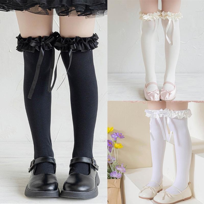 Fashion Lace Calf Socks Socks Breathable Loose Socks for Girls Bowknot High Boot Socks Long Knee High Stockings