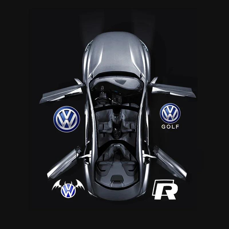 New 2pcs LED Car Door Logo Welcome Light Ghost Shadow Courtesy Projector For Volkswagen Sagitar Passat TIGUAN TOUAREG Toura