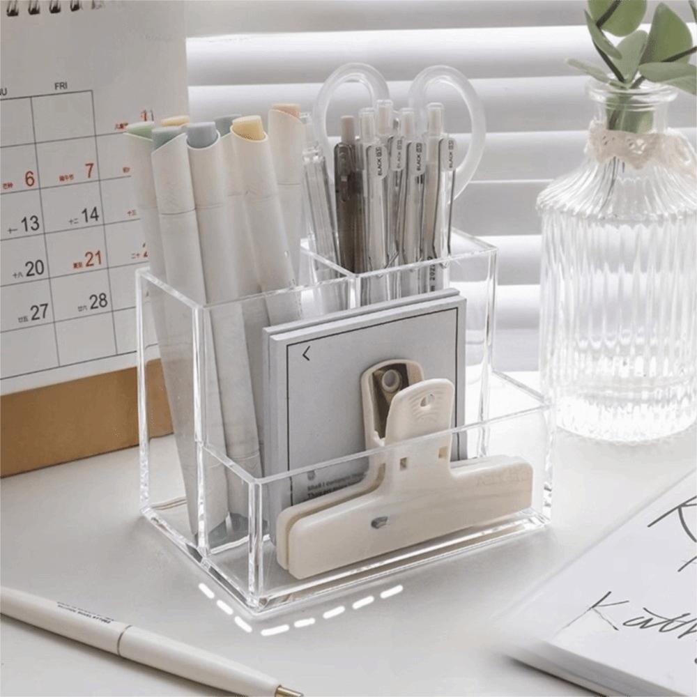 Transparent Pen Holder Acrylic Storage Box Cosmetic Organizer Makeup Organizer Jewelry Storage