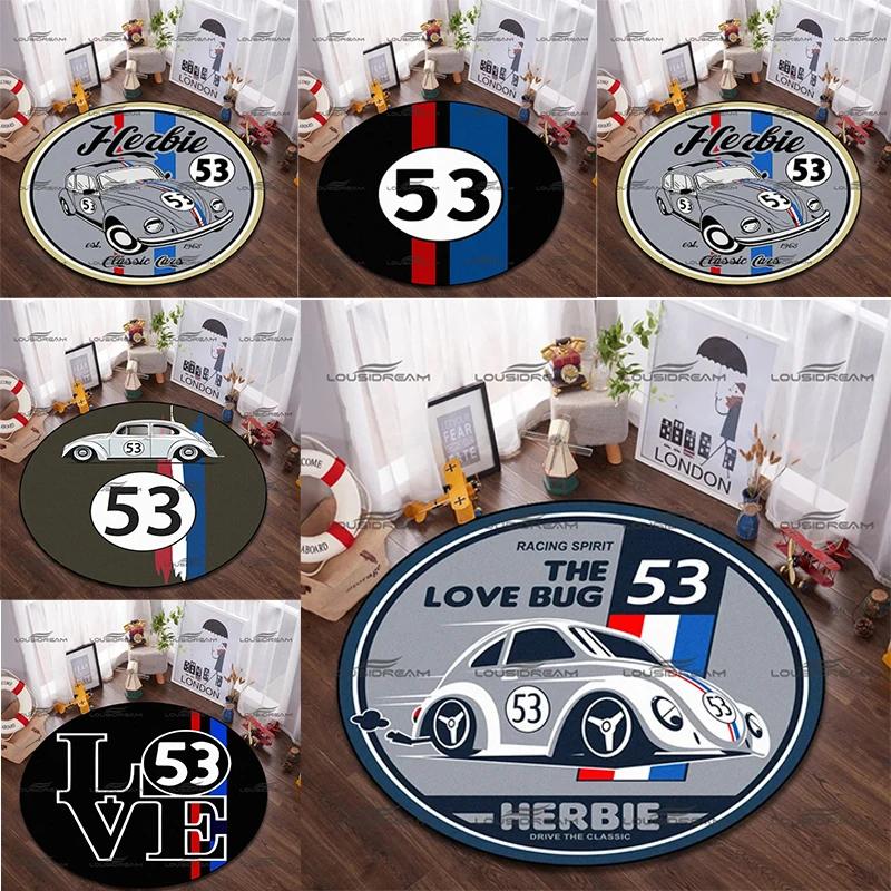 Round Flannel Herbie Beetle Car Carpet No. 53 Car Decorative Rugs Modern Home Living Room Floor Mats Bedroom Carpet Decoration
