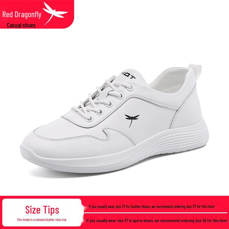 Red Dragonfly 2025 Women s Genuine Leather White Casual Sports Flats 39