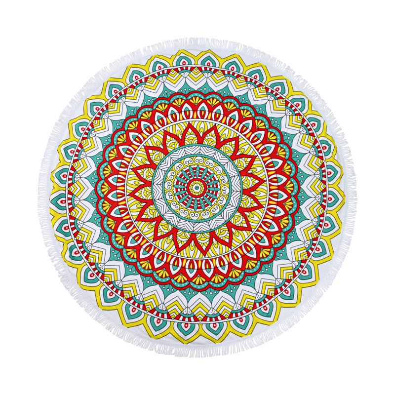 Round Printed Microfiber Beach Towel With Tassels Super Soft Quick Dry Water Absorbent Round Beach Swimming Bath Towel