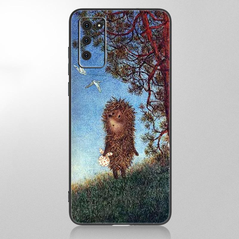 Pouzdro na telefon Ježek v mlze pro Samsung Galaxy A12 A02S A22 A32 A52 A72 A71 A51 A41 A31 A21 A11 A50 A70 A10S A20S Černý kryt