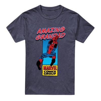 Mens Amazing Grandad Spider-Man Corner Box Heather T-Shirt
