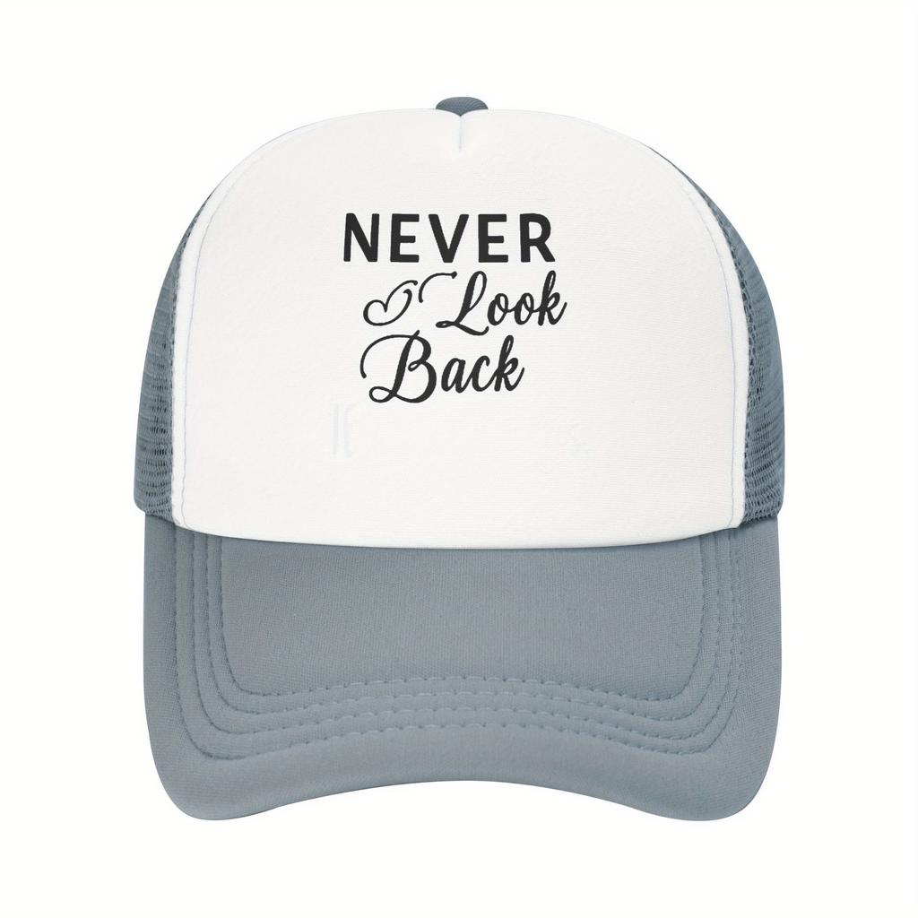 Never Look Back Print Trucker Hat Breathable Mesh Adult Baseball Cap Casual Outdoor Sports Adjustable Headwear