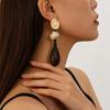 Bohemian Geometric Resin and Metal Oval Earrings with Rope Detail for Women