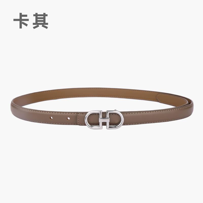 Leather Women'S Belt Simple Double Ring Belt With Jeans Casual Pants Belt Women'S Model