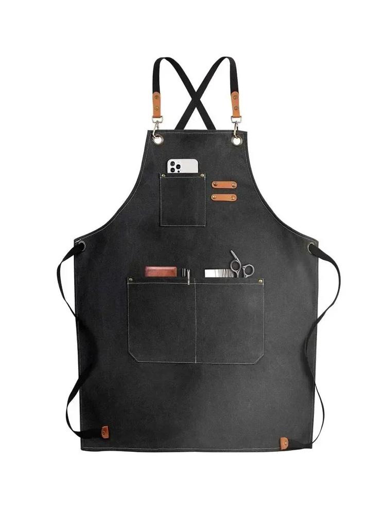 

Профессиональный кухонный фартук, маслостойкие холщовые фартуки с большим карманом для мужчин и женщин, рабочий фартук шеф-повара для гриль-ресторана, бара OneSize