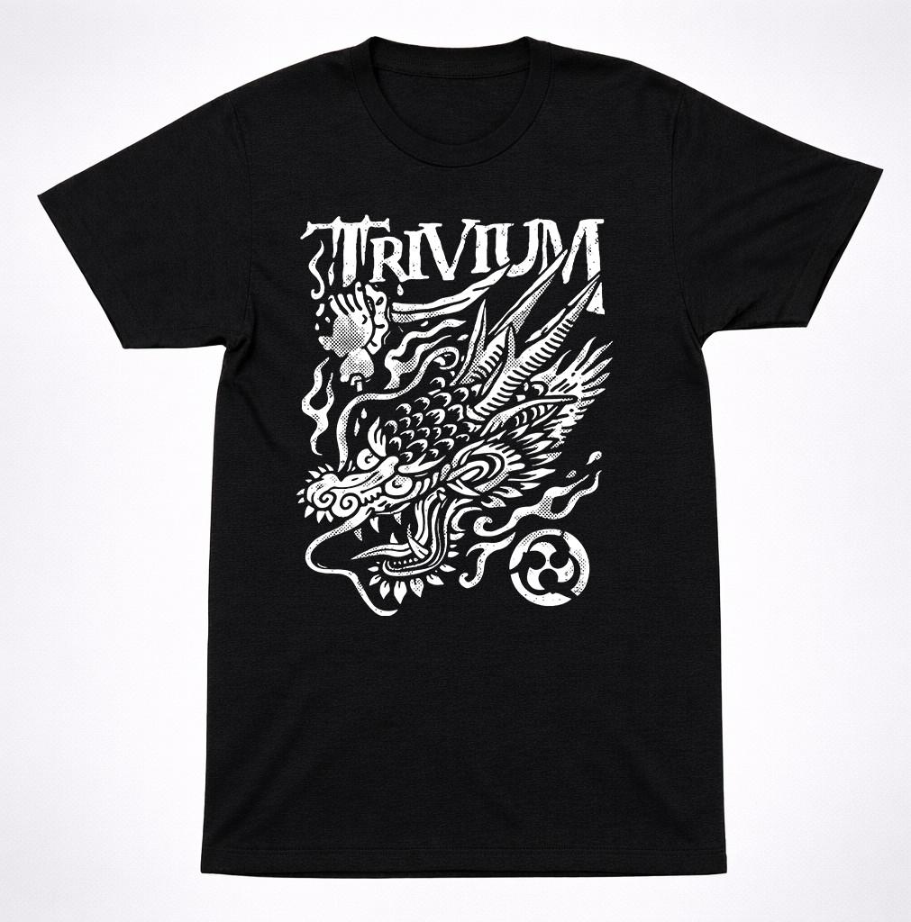 Trivium Сигил Дракона Металкор Мифическая Тяжелая Группа Черно-Белая Футболка S разноцветный