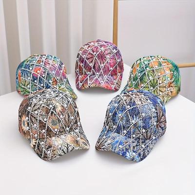 Summer Korean Style Fashion Casual Embellished Rhinestone Pearl Duckbill Cap Outdoor Sports Baseball Cap New Model