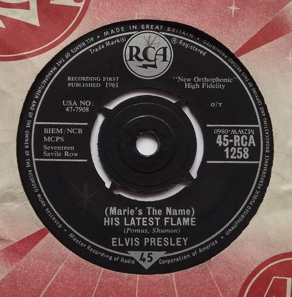 

7inch Record ELVIS PRESLEY His Latest Flame Little Sister 45RCA1258 RCA 1961 UK Rock Used