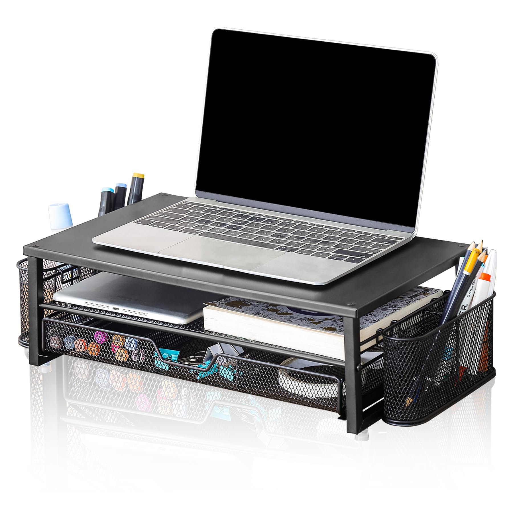 

DCGLA Monitor Desktop Monitor Stand with 3 Storage Drawer and Two Hanger Drawer 50kg Weight and Installation Instructions Included 480mm W x 255mm D x чёрный