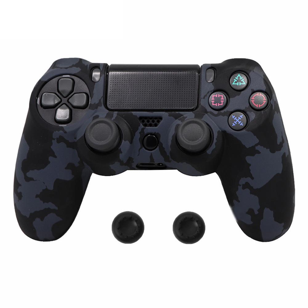 Soft Silicone Protective Case Compatible with PS4 Game Controller Anti-Slip Cover With Thumb Caps