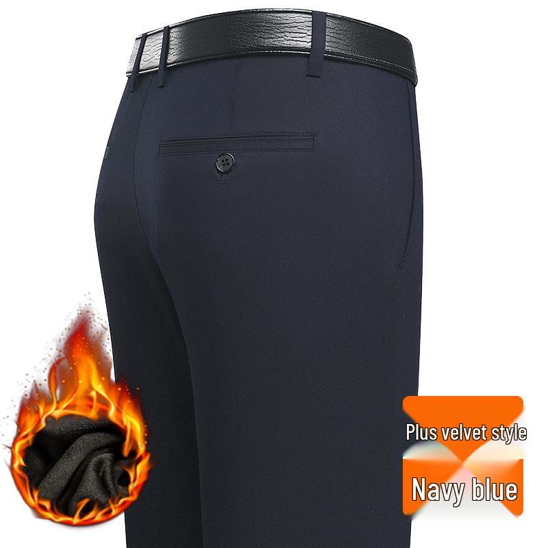Thickened Winter Trousers: Casual Dress Pants for Middle-Aged Men