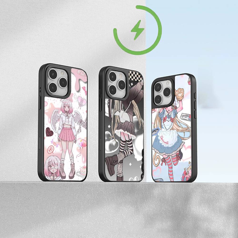 Angel tsundere girl anime cute For Magsafe Wireless Charge Case For iPhone 17 16 15 14 13 12 11 15 Pro Max Magnetic Cover