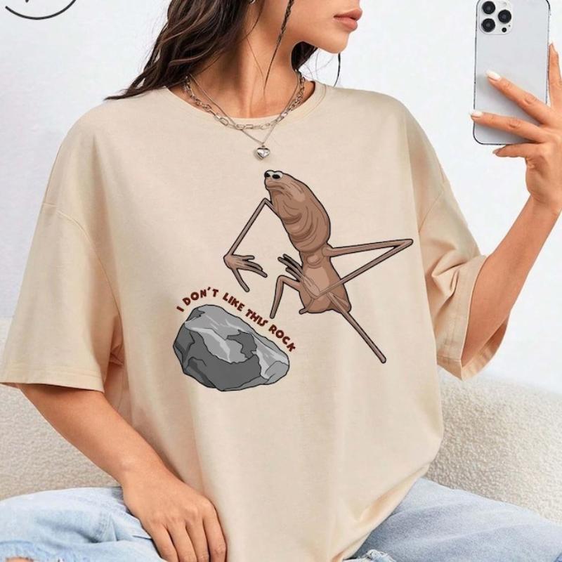Marcus The Worm I Dont Like This Rock Funny Meme Brain Rot Shortsleev Shirts Unique style Hipster Crewneck graphic tshirts