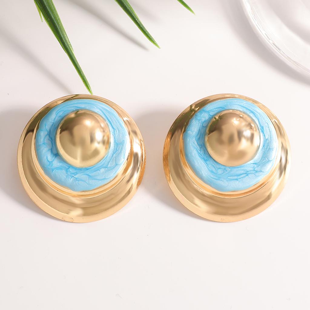 European and American geometric painted enamel oil-dripping circle earrings, sophisticated and stylish for women's stud earrings