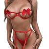 European & American Sexy Lingerie Set: Women's Bow Bra & Garter
