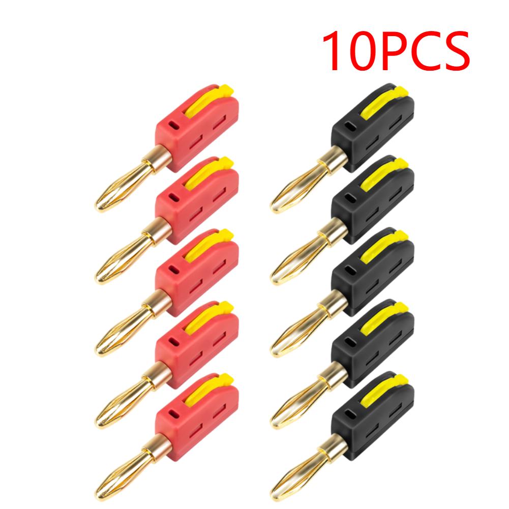 10/20PCS 4mm Gold-Plated Banana Connector Solder-Free Quick Connect Plug Self-Locking Lantern Buckle Plug for Home Office