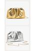 Metallic Pleated Dumpling Clutch - Luxurious Chain Bag for Parties