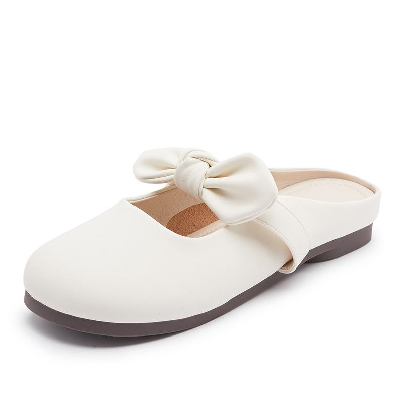 

Half slippers women wear in summer 2025 new fairy style half bag head single shoes go out soft-soled bow sandals 35
