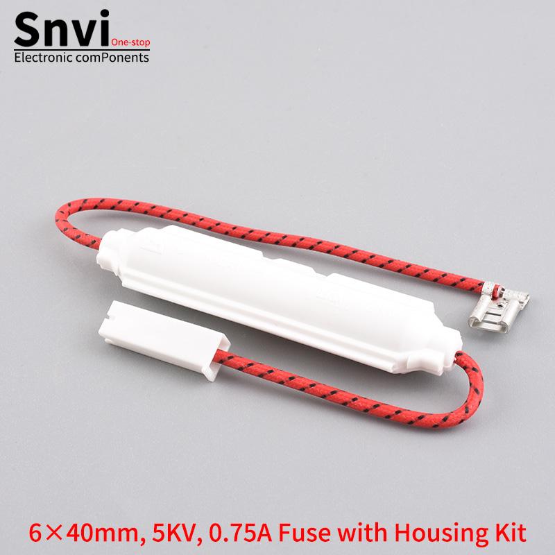 Microwave Oven High-Voltage Fuse with Housing Kit, 5KV, 0.65A-0.9A, Compatible with Midea & Galanz