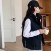 Loose Cotton Sleeveless Vest with Side Zipper for Women, Korean Style Solid Color Coat for Autumn and Winter