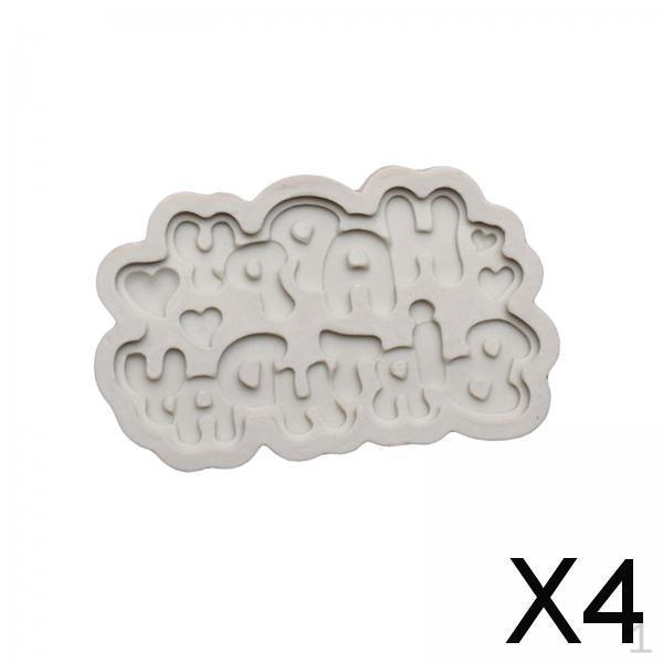4xPremium Silicone Mould Happy Birthday Cake Tropper Chocolate Decoration Tool