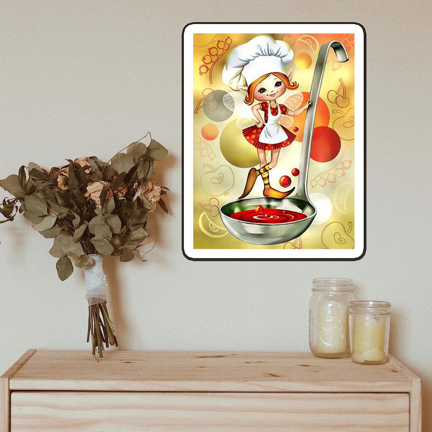 

5D DIY алмазний живопис мультфільм кухар алмазна вишивка набір для вишивки хрестиком повна мозаїка зі стразами подарунок для домашнього декору Round 30x40cm