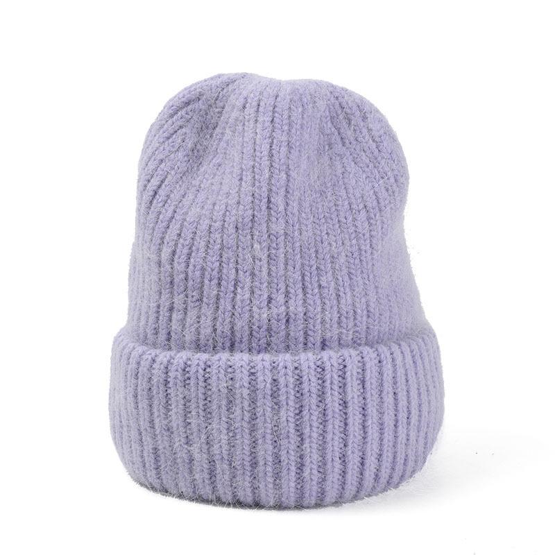 

2021 Зимова жіноча шапка з хутра кролика Шапка-біні Кашемірова вовняна шапка Ангорська в’язана шапка Skullies Товста тепла м’яка в’язана шапка Капелюшок