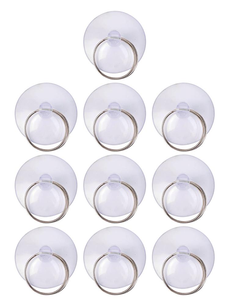 10pcs Suction Cups With Hoop Transparent Rubber Glass Suckers 25/35/45mm Diameter Perfect For Bathroom Wall Hooks