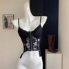Slim Fit Sexy Lace Corset Top Push Up Hollow Suspender Vest Streetwear Floral Lace Camisole  Girl