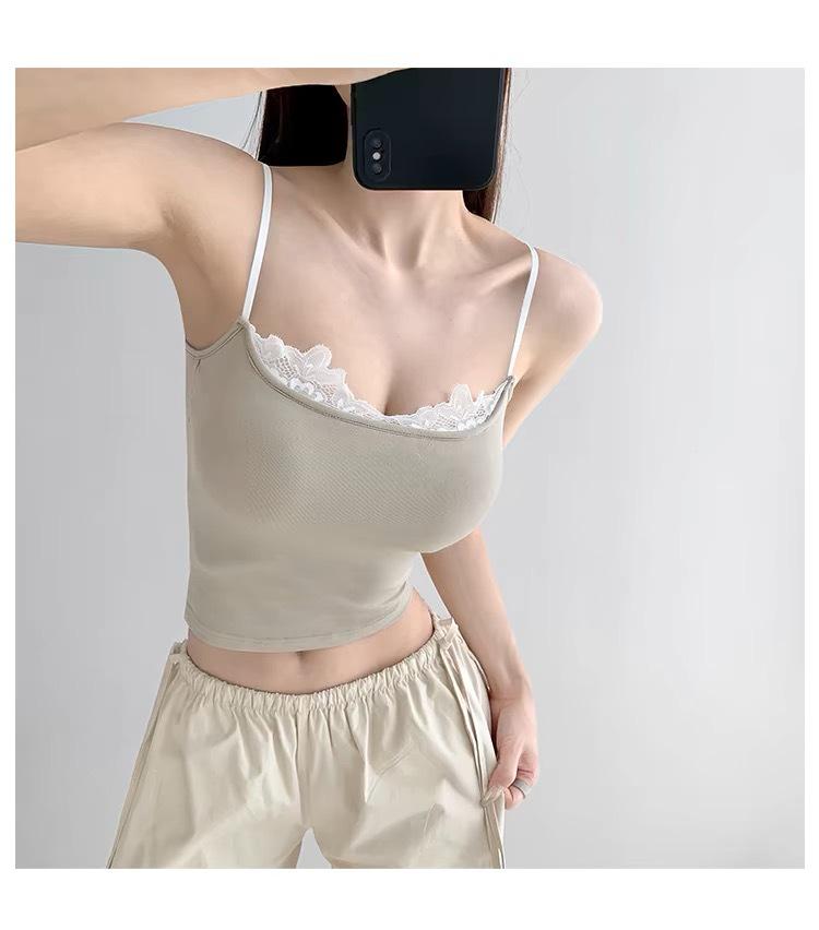 Rayon Lace Trim Sexy Camisole for Women - 2024 Summer Slimming Top
