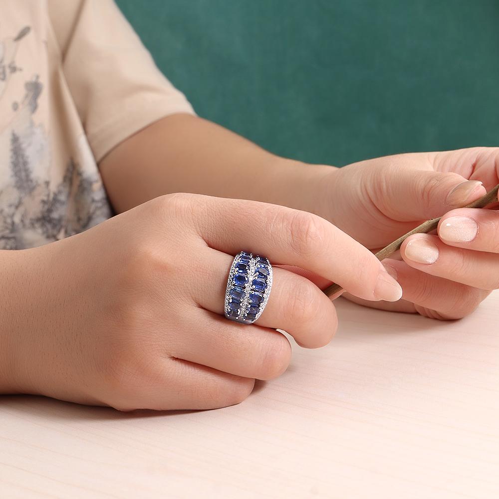 Exquisite 925 sterling silver women's ring fine jewelry for party gift, 5.33ct natural Kyanite stable emotions healing gemstones