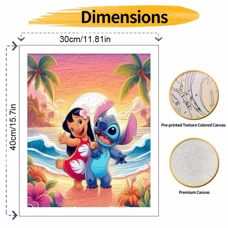 Disney Lilo and Stitch Beach Painting Kit Home Wall Decor Handmade Gift DIY Canvas Art Crafting Personalized Aesthetic Room Decor Sunset