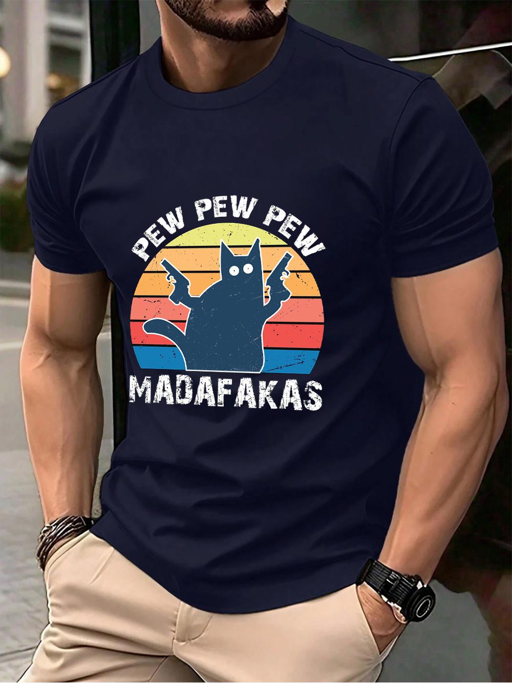 

Pew Pew Pew Madafakas Prints MenS TShirt Cotton Summer ONeck Short Sleeve Tops Soft Oversized T Shirt Casual Mens Clothes 4XL