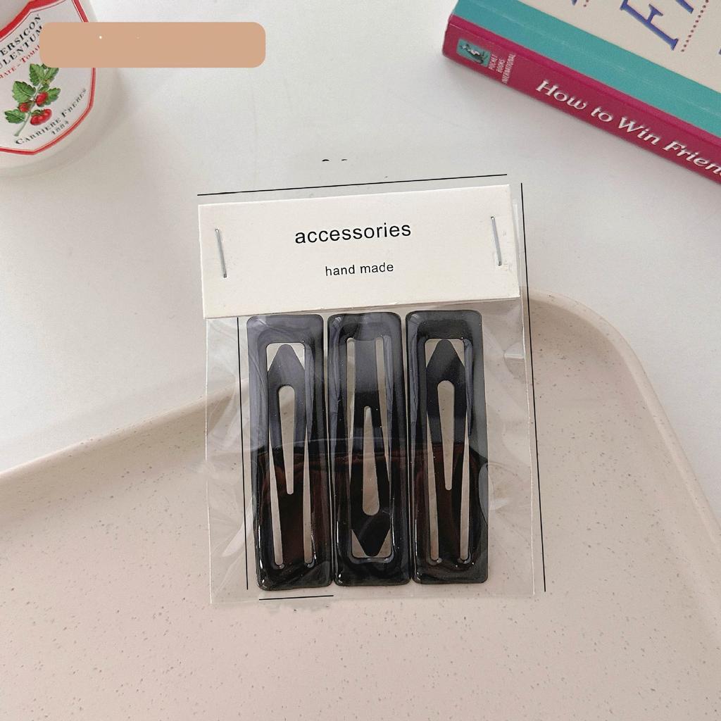 Épingles à cheveux simples givrées pour filles, 3 pièces, pinces à cheveux carrées, ovales, Triangle, pour enfants, épingles à cheveux, cliquez sur clac